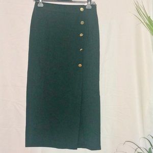 Forest Green Military style Pencil Skirt w/Buttons